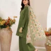 Green Chikankari 3-Piece Suit for Weddings Eid