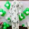 White Printed Arabic Lawn Kurta Set for Women 2 Pcs