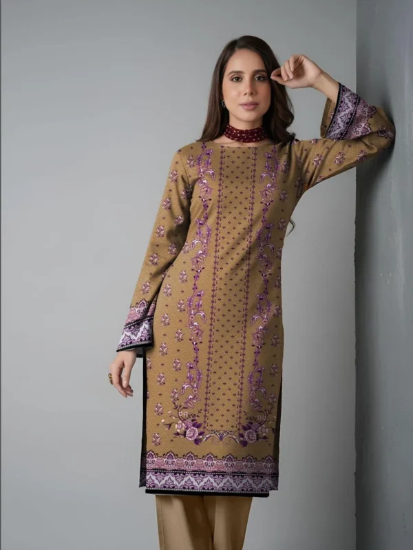 Purple Embroidered Kurta Set with Shawl for Women