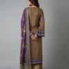 Purple Embroidered Kurta Set with Shawl for Women