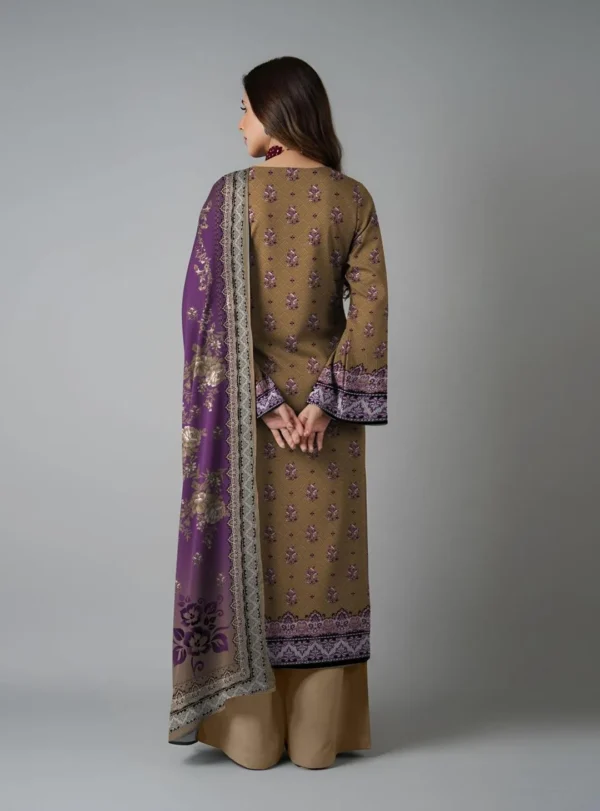 Purple Embroidered Kurta Set with Shawl for Women