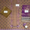 Purple Embroidered Kurta Set with Shawl for Women