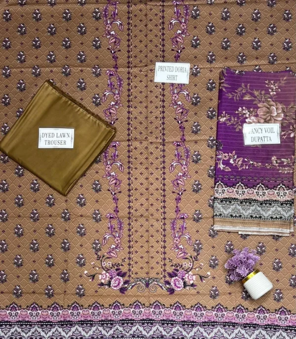 Purple Embroidered Kurta Set with Shawl for Women