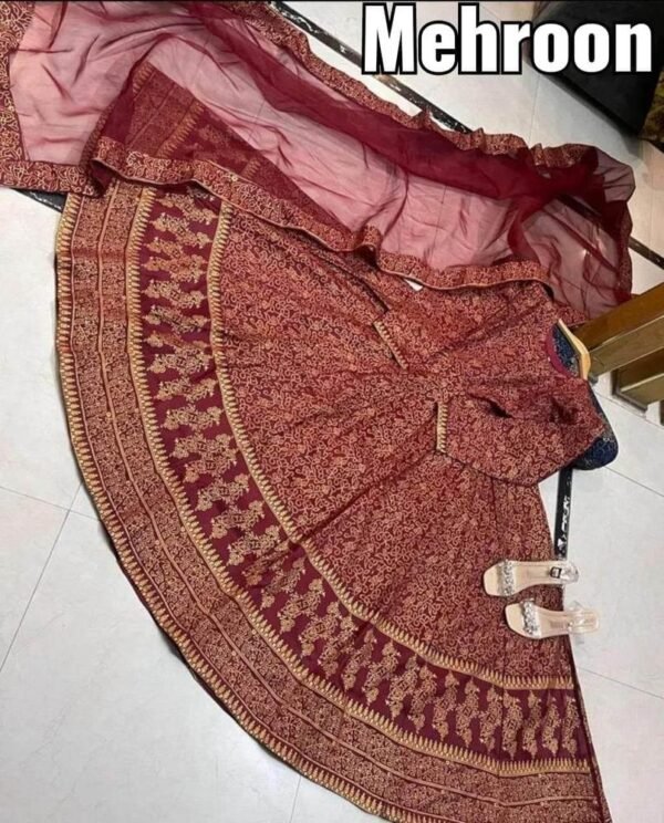 Women Katan Silk Printed Maxi 3 Piece Suit