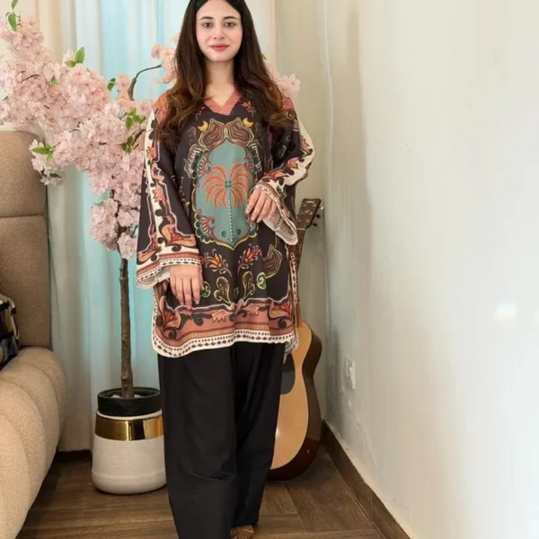2 Pcs Women's Stitched Swiss Lawn Printed Co-Ord Set