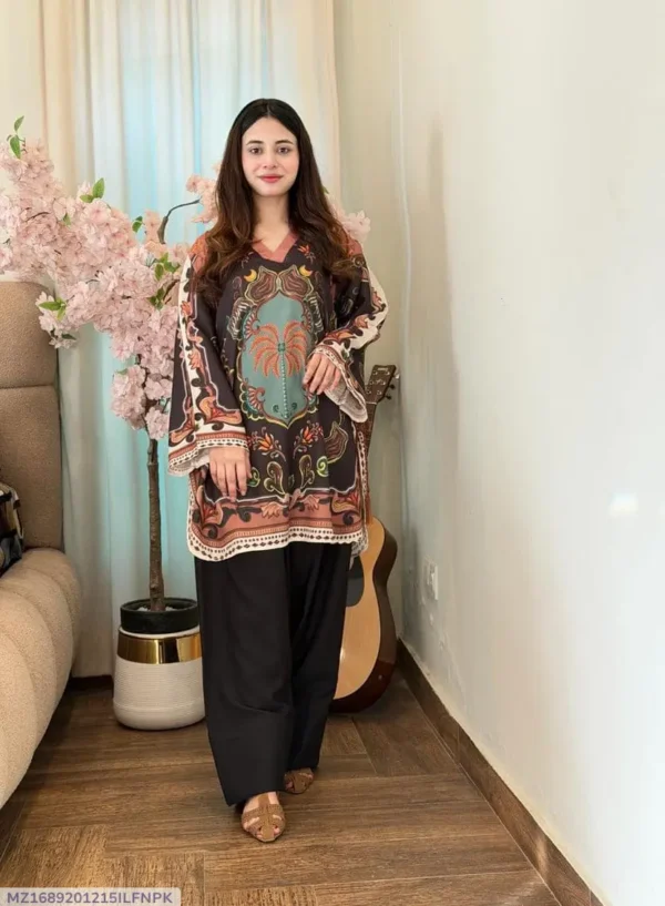 2 Pcs Women's Stitched Swiss Lawn Printed Co-Ord Set