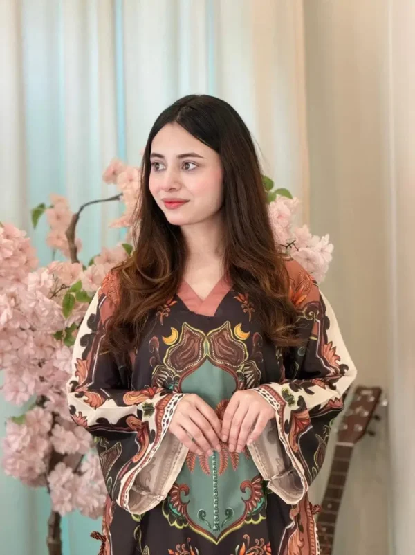 2 Pcs Women's Stitched Swiss Lawn Printed Co-Ord Set