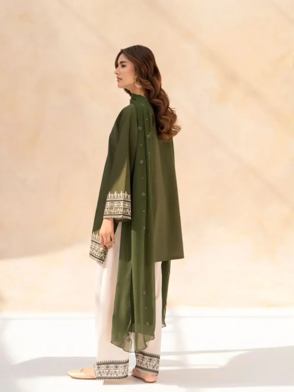3 Pcs Women's Stitched Cotton Embroidered Suit