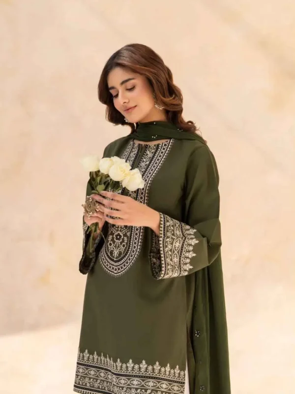 3 Pcs Women's Stitched Cotton Embroidered Suit
