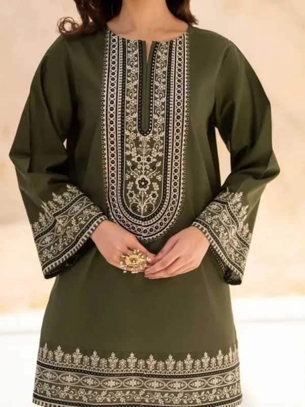 3 Pcs Women's Stitched Cotton Embroidered Suit