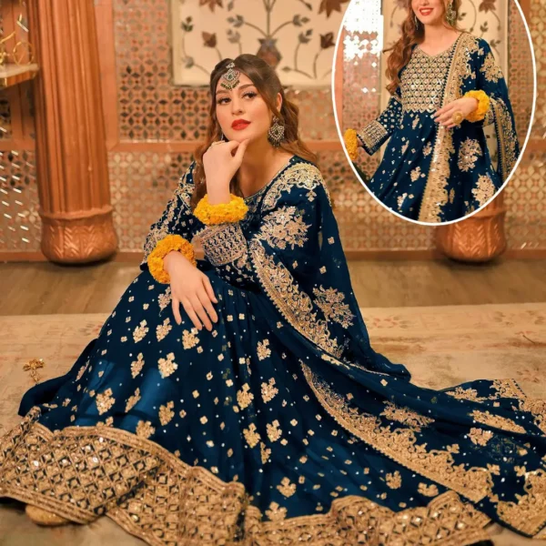 3 Pcs Women's Stitched Chiffon Embroidered Maxi Suit
