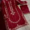 3 Pcs Women's Stitched Shamoz Silk Sequins Embroidered Suit