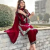 3 Pcs Women's Stitched Shamoz Silk Sequins Embroidered Suit