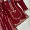 3 Pcs Women's Stitched Shamoz Silk Sequins Embroidered Suit