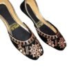 Women's Embroidered PU Khussa Black Gold