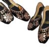 Women's Embroidered PU Khussa Black Gold