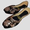 Women's Embroidered PU Khussa Black Gold