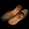 Women PU Leather Embroidered Khussas Red Green Gold