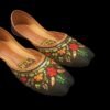 Women PU Leather Embroidered Khussas Red Green Gold