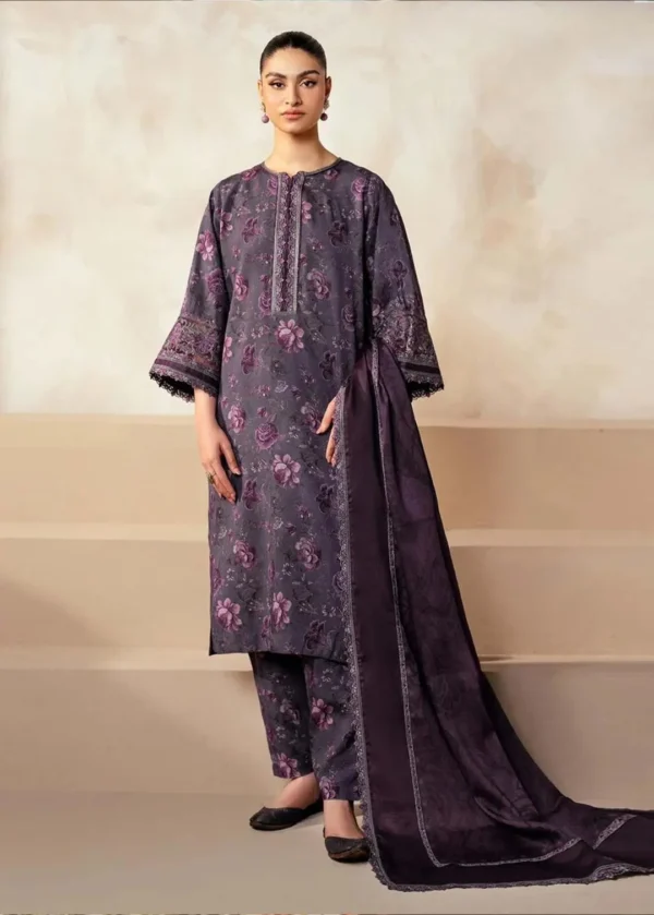 Purple Floral Lawn 3P Suit for Women