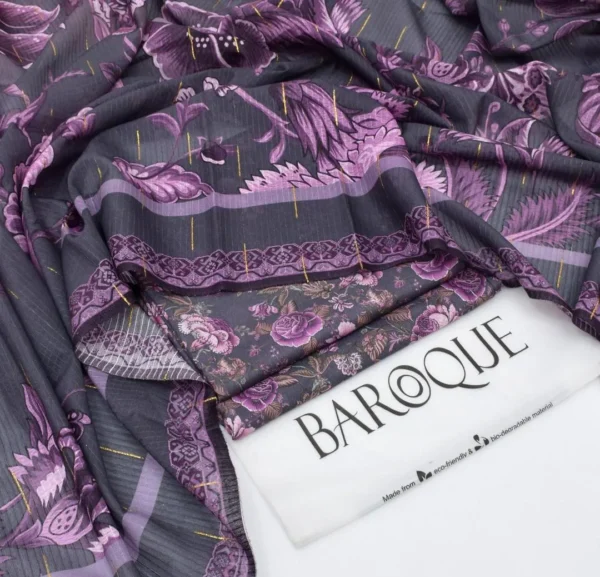 Purple Floral Lawn 3P Suit for Women