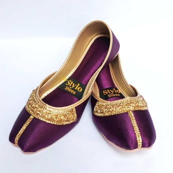 Purple Khussas with Gold Embroidery Slip-On