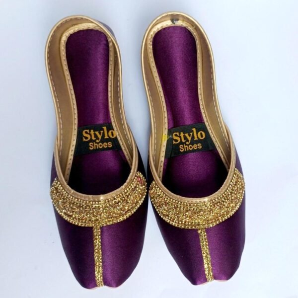 Purple Khussas with Gold Embroidery Slip-On