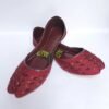 Maroon Women's Khussas with Beaded Embroidery