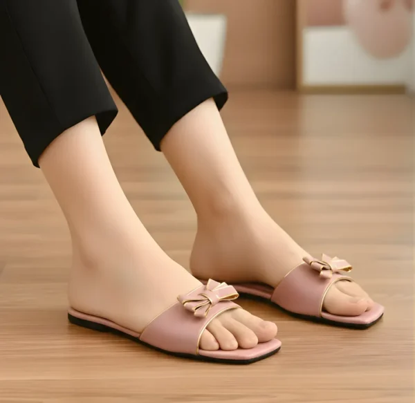 Women's Pink Bow Flat Sandals Size 36-41