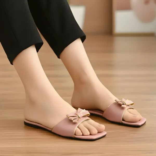 Women's Pink Bow Flat Sandals Size 36-41