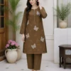 Brown Embroidered Lawn 2Pcs Kurta Set