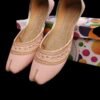 Women's Pink Velvet Khussa with Gold Thread Work