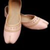 Women's Pink Velvet Khussa with Gold Thread Work