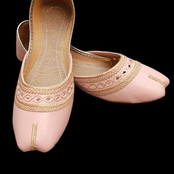 Women's Pink Velvet Khussa with Gold Thread Work