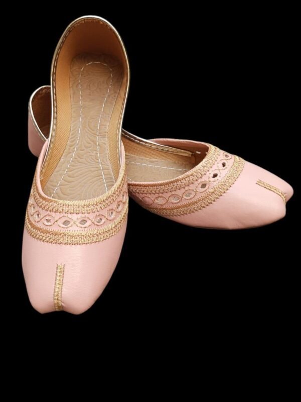 Women's Pink Velvet Khussa with Gold Thread Work