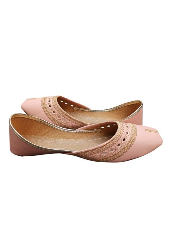 Women's Pink Velvet Khussa with Gold Thread Work
