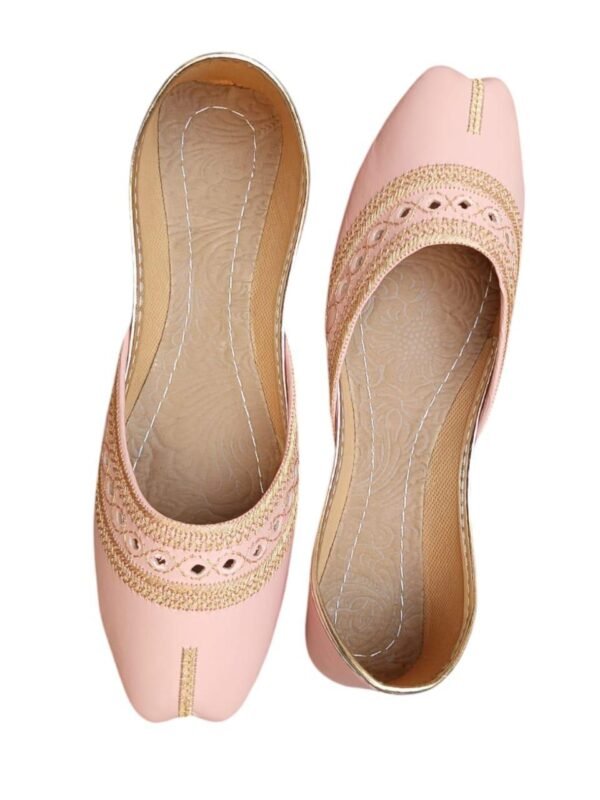 Women's Pink Velvet Khussa with Gold Thread Work