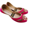 Women's Pink Velvet Khussas with Rhinestone Embellishments