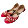 Women's Pink Velvet Khussas with Rhinestone Embellishments