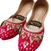 Women's Pink Velvet Khussas with Rhinestone Embellishments