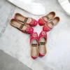Women's Pink Velvet Khussas with Rhinestone Embellishments