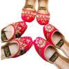 Women's Pink Velvet Khussas with Rhinestone Embellishments