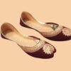 Maroon Velvet Embroidered Khussas for Women