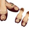 Maroon Velvet Embroidered Khussas for Women