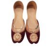 Maroon Velvet Embroidered Khussas for Women