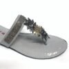 Women's Grey Rexine Flat Flats with Gemstones