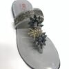 Women's Grey Rexine Flat Flats with Gemstones