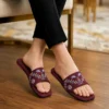 Velora Threadwork Comfort Slides - 065 - Maroon