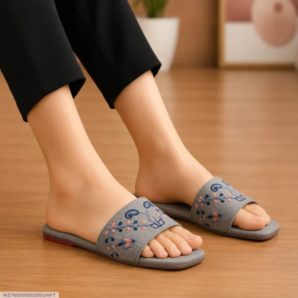 Velora Threadwork Comfort Slides - 065 - Grey