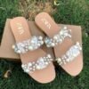Zara Flats White Pearl Straps Size 6-11